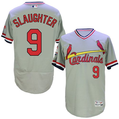 Cardinals #9 Enos Slaughter Grey Flexbase Authentic Collection Cooperstown Stitched MLB Jersey - Click Image to Close